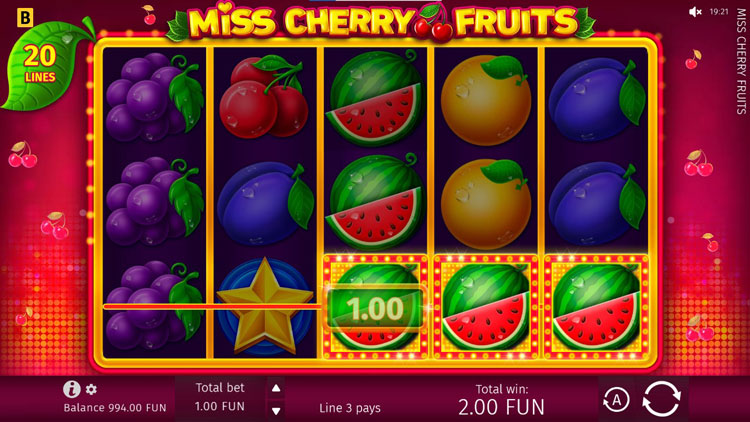 Miss Cherry Fruits slot machine gameplay